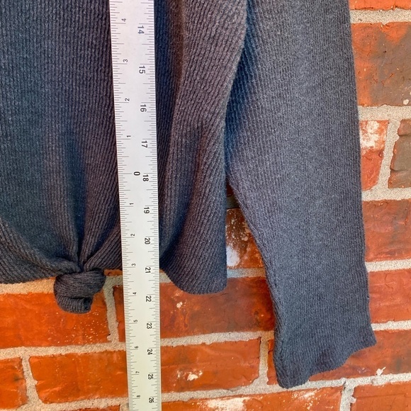 Madewell Texture and Thread Womens 2X Gray Jaquard Knot Front Ribbed Top - Picture 7 of 9